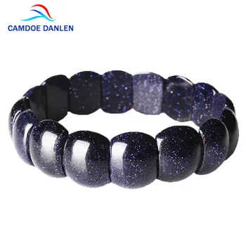 

CAMDOE DANLE Natural Stone Unisex Bracelet Gold Blue Sand Stone Classic Lucky Charms Yoga Strand Bracelet Bangle For Women Men