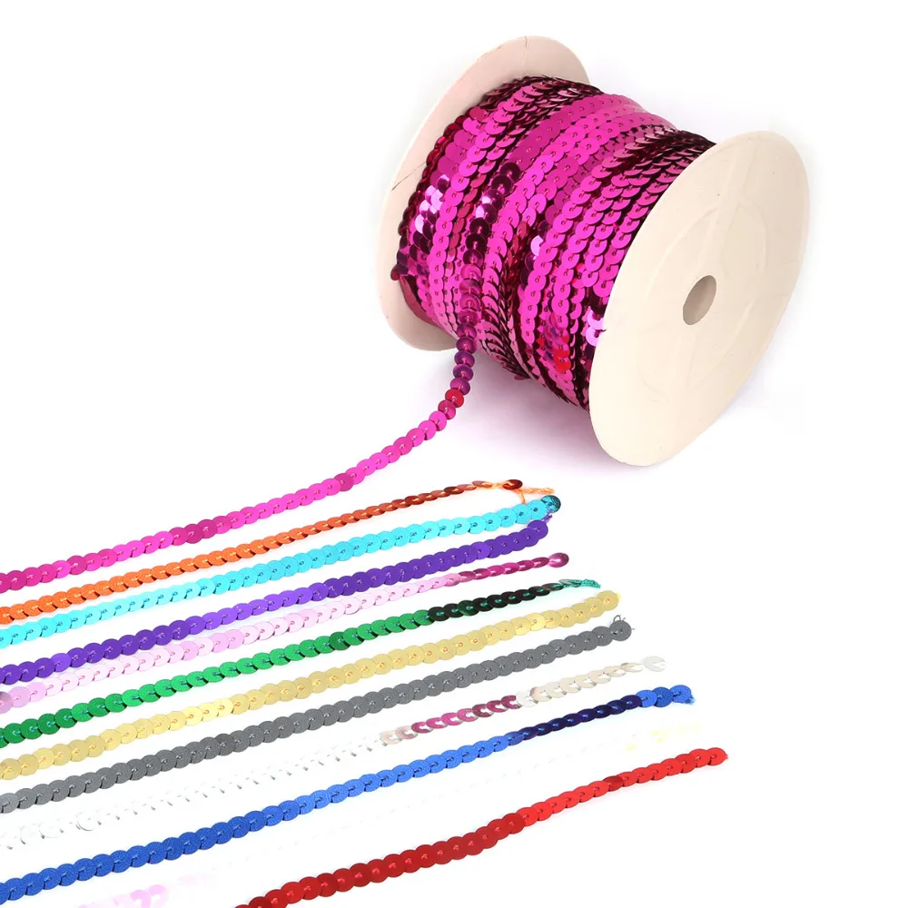 

New Coming 6mm (100 yards/roll) Loose Round Flat Sequin Sewing on Trim for Clothing Accessories DIY Craft Art Decoration