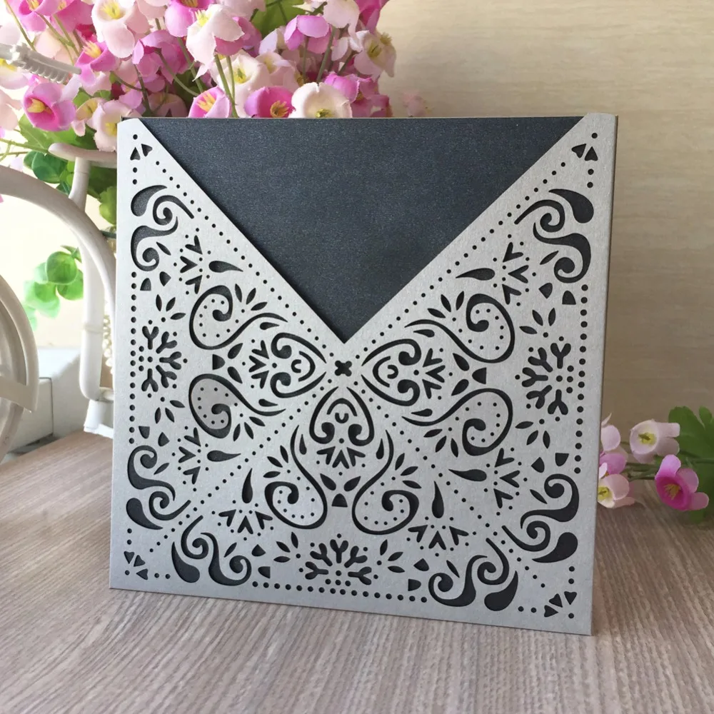 35pcs Pearl paper Flower wedding Decoration invitation card Pretty Pocket Design Party Event Invitation greeting Blessing cards | Дом и сад