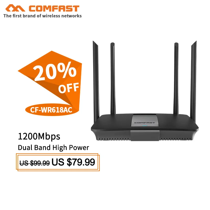 Comfast CF WR618AC 1200Mbps Dual band 1WAN 4 LAN Gigabit Wireless WiFi Router 5GHz 867Mbps 2 1