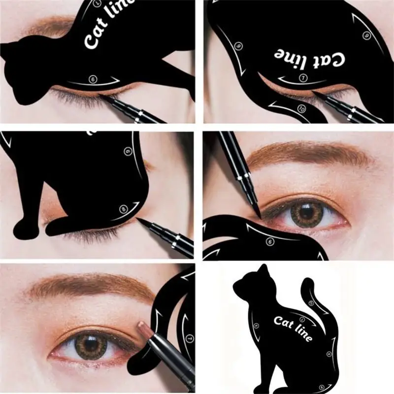 

Manooby 4PCS Eyeliner Makeup Stencil Cat Eye Smokey Eye Makeup Eyeliner Models Card Eyebrow Template Model For Eyebrows