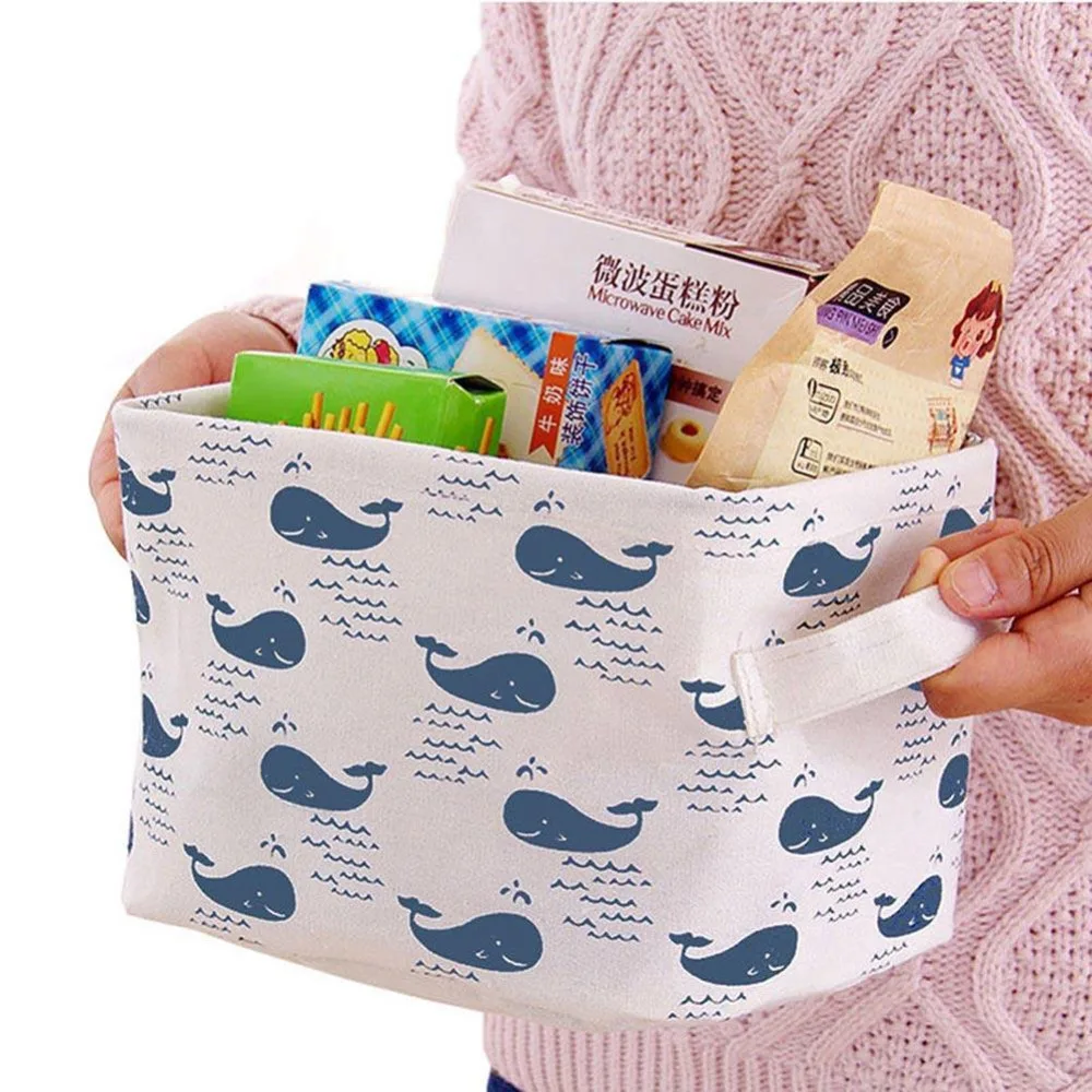 

Cotton Linen Home Storage Box Clothes Organizer Folding Office Desk Organizer 4 Colors Makeup Organizer for Cosmetics