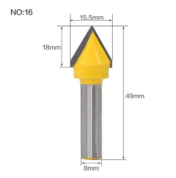 1 шт. 8 мм хвостовик дерево прямой маршрутизатор Концевая фреза триммер Чистка заподлицо отделка угловая круглая бухта коробка биты фрезы Инструменты - Длина режущей кромки: NO 16