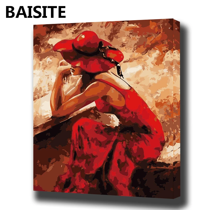 

BAISITE DIY Framed Oil Painting By Numbers Flowers Pictures Canvas Painting For Living Room Wall Art Home Decor E1004