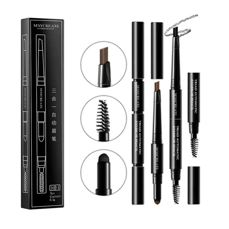 

Multi-functional Waterproof Makeup Eyebrow Pencils Long Lasting Pigments Black Brown Color Eye Brow Pen with Brush 5 color