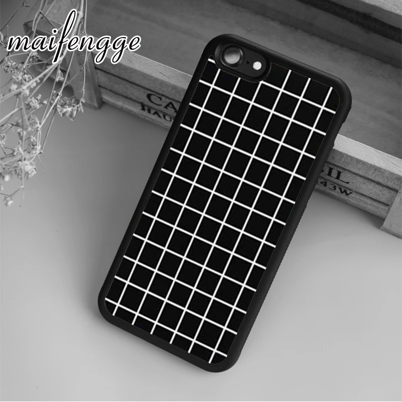 

maifengge Black Tumblr Grid Case For iPhone 6 6S 7 8 Plus X 5 5S SE Case cover for Samsung S5 S6 S7 edge S8 Plus shell