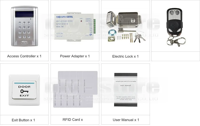 DIYSECUR Дистанционное управление 125 кГц RFID дверной замок Система контроля доступа комплект с дверной звонок Кнопка+ Электрический замок BC200