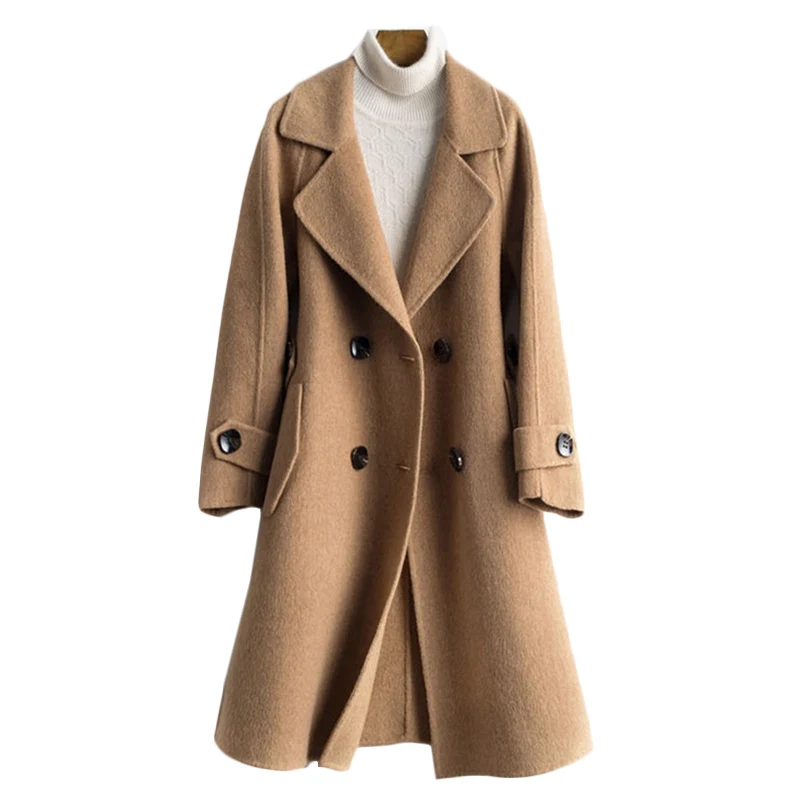 

Autumn Winter New Double-sided wool coat Women Korean long Cashmere coats Women's High-quality Fashion Casual Woolen coats F823