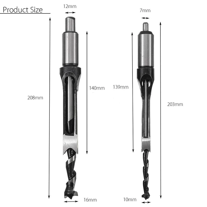 1pc 10mm/16mm Square Hole Mortiser Drill Bit Mortising Chisel Woodworking Tool