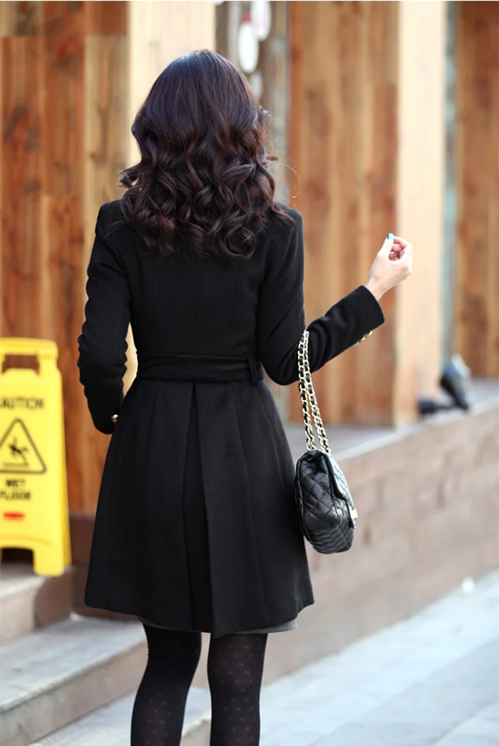 ladies black knee length coat