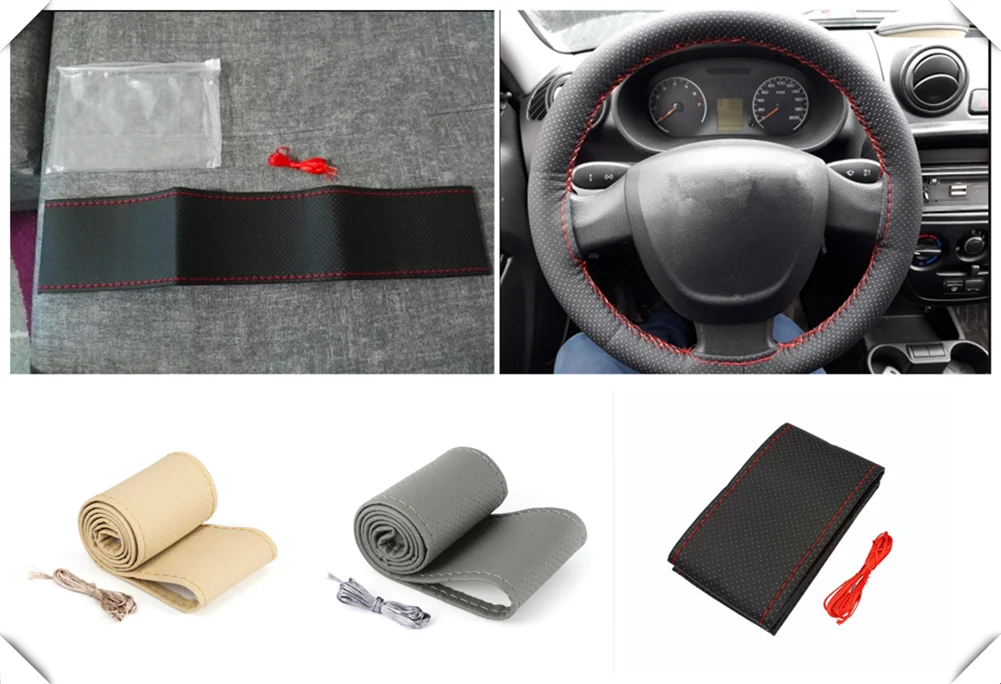 Universal car parts hand sewing steering wheel cover 36 38 40CM for Audi A4 Avant A4 Cabriolet A6L A8L