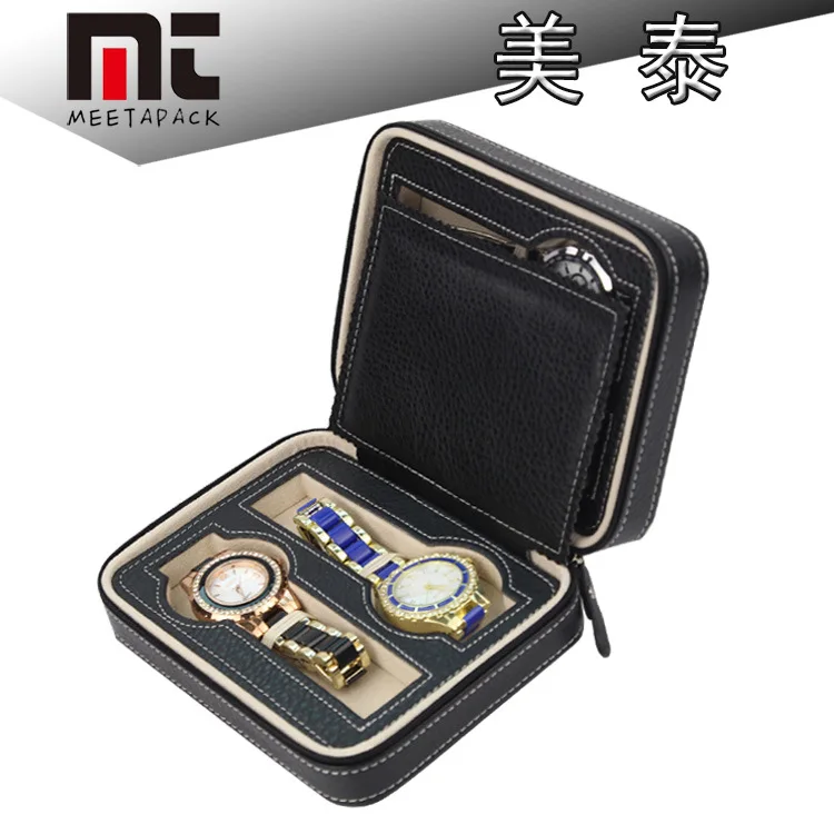 

Cross Border for Zipper Watches Boxes High-end 4 Black Brown Portable Watch Zipper Bag Easy To Carry