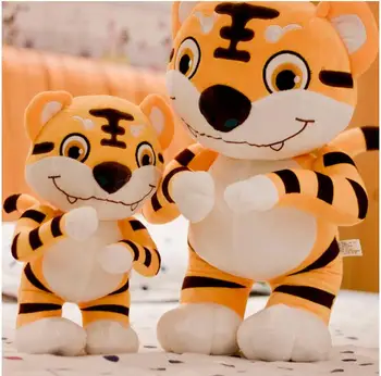 

candice guo! Super cute plush toy lovely smiling teeth tiger soft stuffed doll decoration birthday Christmas gift 1pc