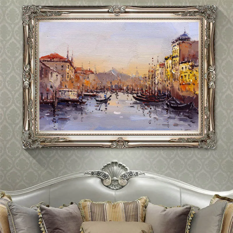 

Frameless Venice Landscape Oil Painting Hand Painted Europe Abstract Canvas Painting For Living Room Wall Decor Art