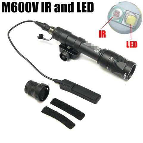Lâmpada de Caça Arma de Airsoft Arme Tático Olheiro Levou Luz Luzes Lanterna Tiro Rifle Softairô Arma Armas M600v ir Mod. 1265365