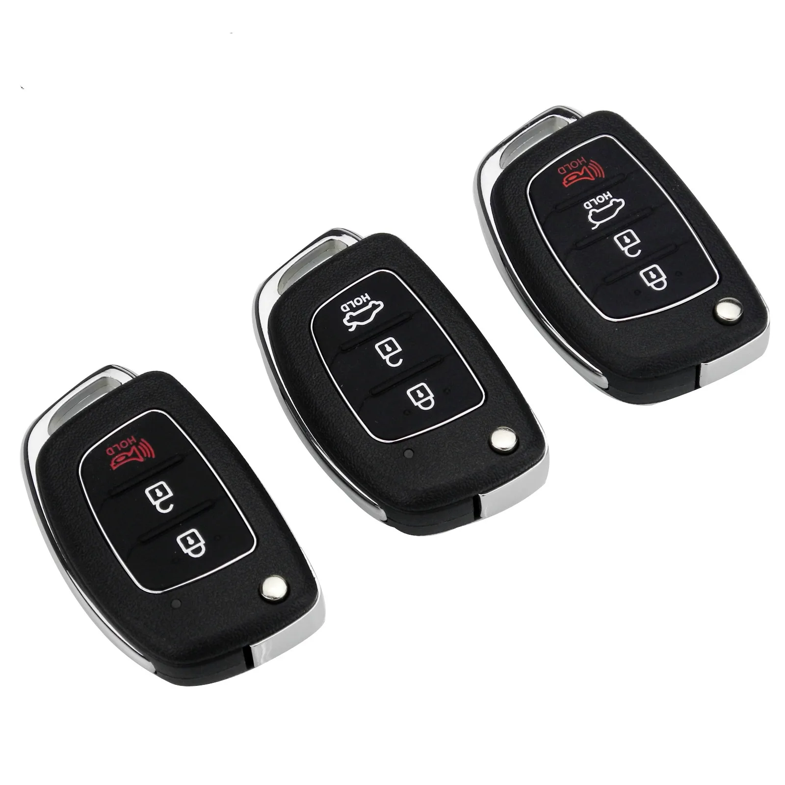 

jingyuqin 10pcs/lots 3/4BTN Remote Key Fob Shell For Hyundai HB20 SANTA FE IX35 IX45 Accent I40 Flip Folding Key Case