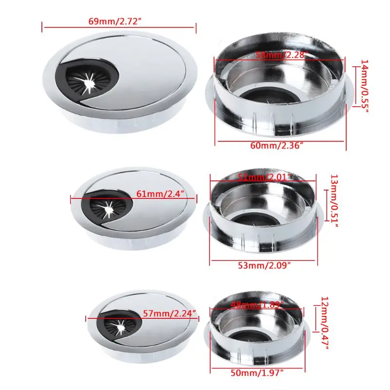 

Zinc Alloy Wire Hole Cover Desk Cable Grommet Outlet Round Port Holes Box