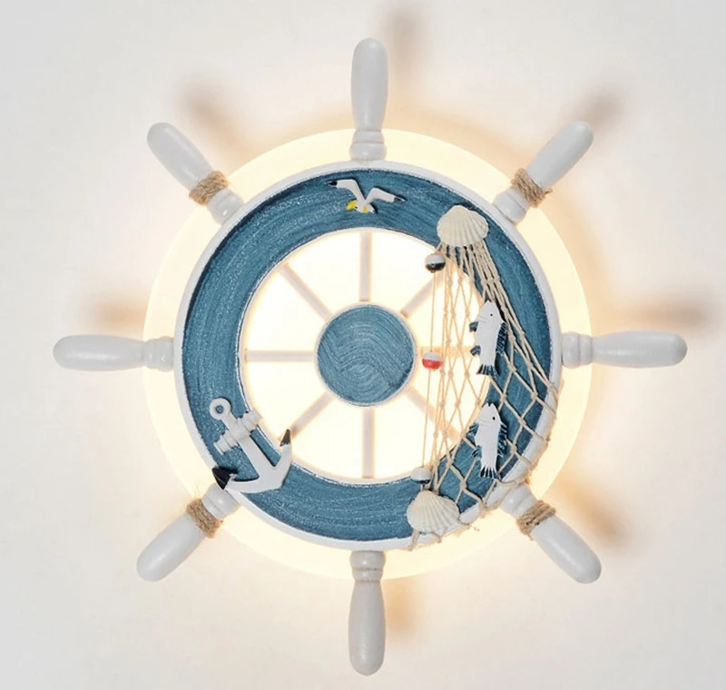 Creative Rudder Wall Lamps Mediterranean Style Bedroom Children Kids Room Corridor Sitting Room Decorative Cartoon Wall Light (8)