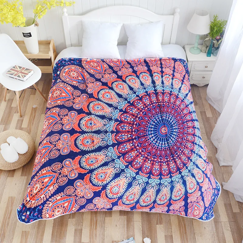 Kint Плед s Мандала индийское богемное одеяло Манта Коралловое фланелевое одеяло диван/диван кровать/Самолет путешествия пледы ТВ одеяло