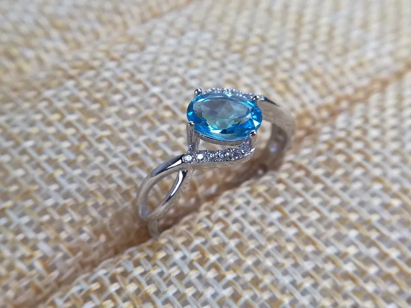 [MeiBaPJ] 925 с инкрустацией, из чистого серебра с натуральным Лондонский Голубой топаз камень Открытое кольцо для женщин
