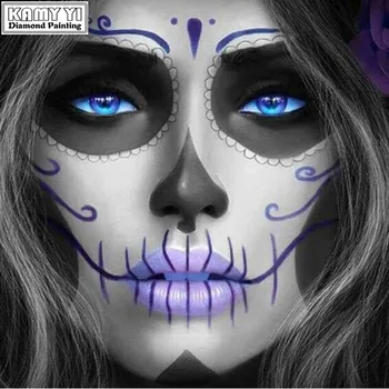 

5D Diy Diamond Painting Skull Woman Cross Stitch Horror Halloween Needlework Home Decorative Full Drill Diamond Embroidery LK1