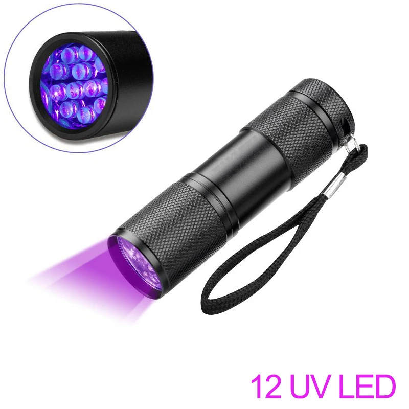 UV Flashlight 21LED 12LED UV Light 395-400nm LED UV Flashlights linterna torch Ultraviolet Black Light lamp