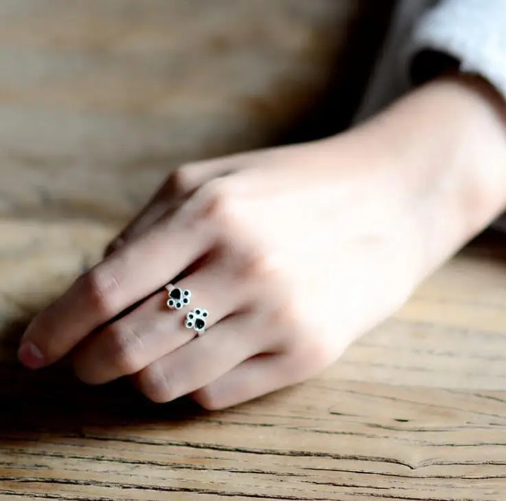 Jisensp 2017 New Arrival Fashion Animal Cat Paw Print Rings for Women R183