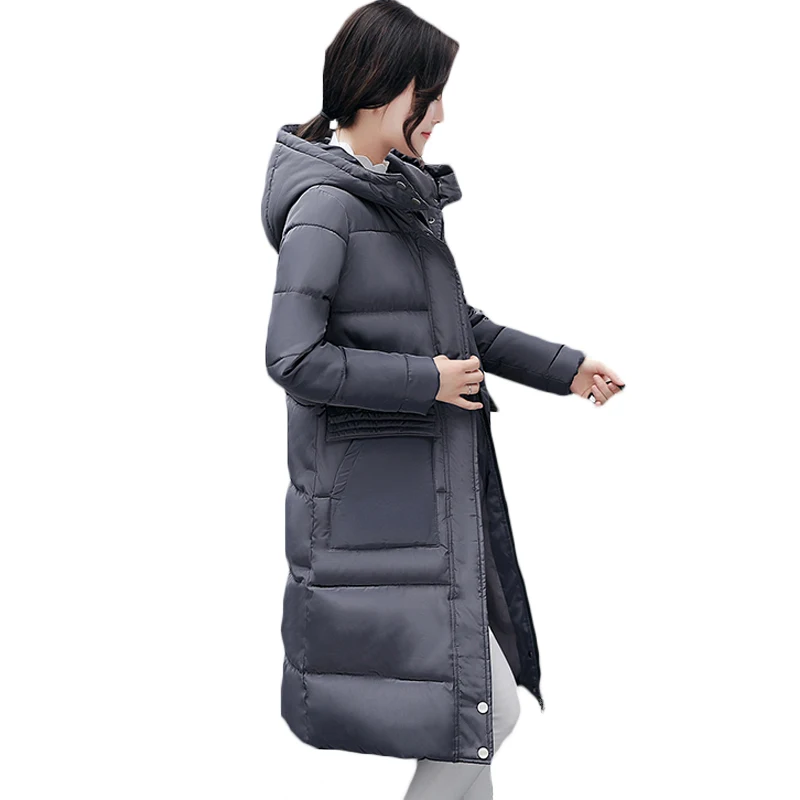 New Cotton red Europe caramel Wadded Blue Female Color Slim Women navy Coat Parkas Jacket 2017 gray Thick Winter And Xh1053 Hooded Long Russia Padded Solid Black rrfxqa