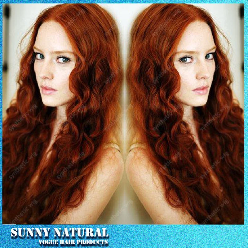

Fashion Natural Wave Weave Womens Auburn Wig Heat Resistant Syntehtic Wigs for Black Women Glueless Lace Front Wig for Halloween