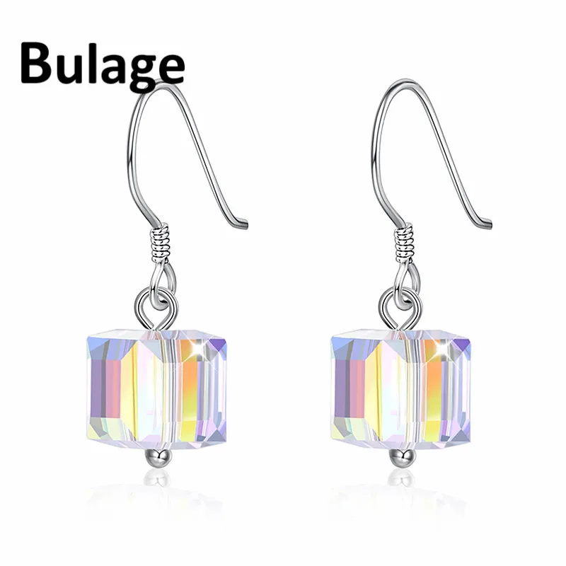 

Bulage Crystals From Swarovski Square Pendant Earrings For Women Wedding Silver Color Drop Pendientes Hanging Bohemia Jewelry