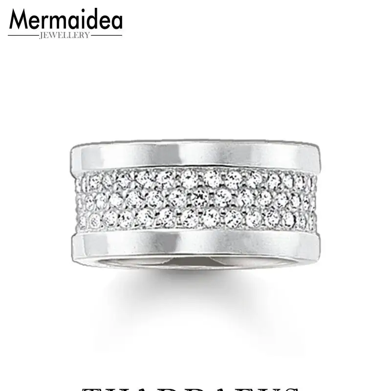 

Three Rows White Zirconia Ring Fashion Good Jewerly For Women 2019 Gift 925 Sterling Silver Super Deals