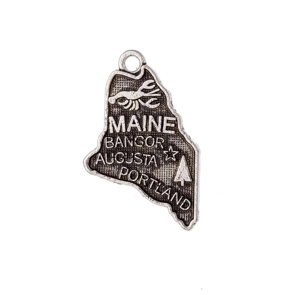 

10pcs Charms Maine State Map 15x24.5mm Antique Silver Pendant Maine State Map Charms For Jewelry Making Jewelry Findings