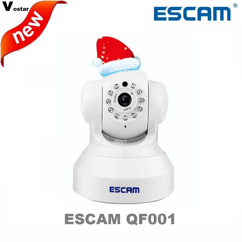 ESCAM QF001 with Plug&Play P2P Wireless WiFi Pan Tilt IR Cut Two Way Audio Micro SD Card Slot 720P HD onvif IP CAMERA