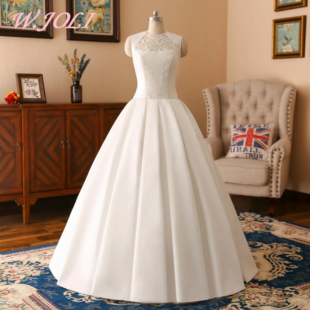W.JOLI Newest Wedding Dresses Long Appliques Cut out Satin Ball Gown W.JOLI Newest Wedding Dresses Long Appliques Cut out Satin Ball Gown