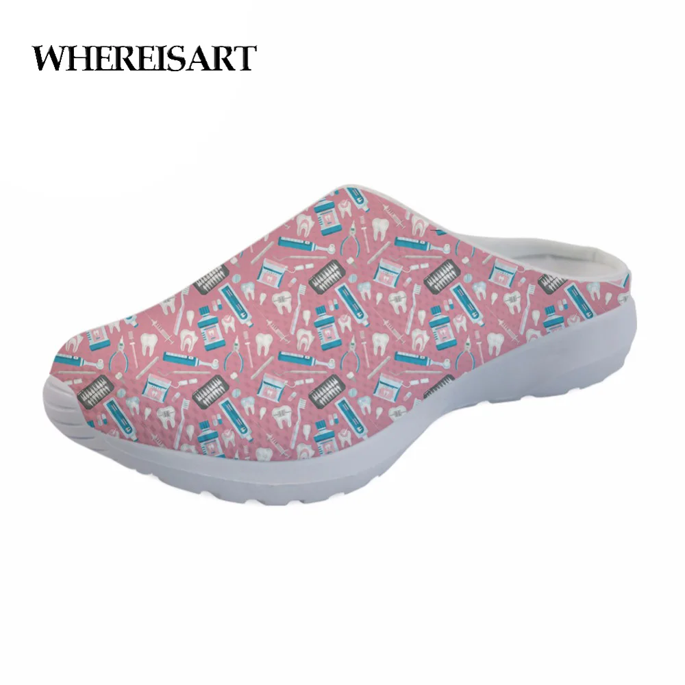 

WHEREISART Nurse Printing Women Slippers Spring Summer Autumn Shoes Comfortable Non-Slip Breathable Flat Women Sandals Beach
