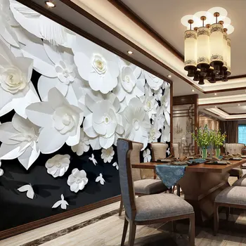 

Modern Black White Floral Wall Painting Living Room Bedroom Photo Wall Paper Mural Sticker 3D Self Adhesive Vinyl/Silk Wallpaper