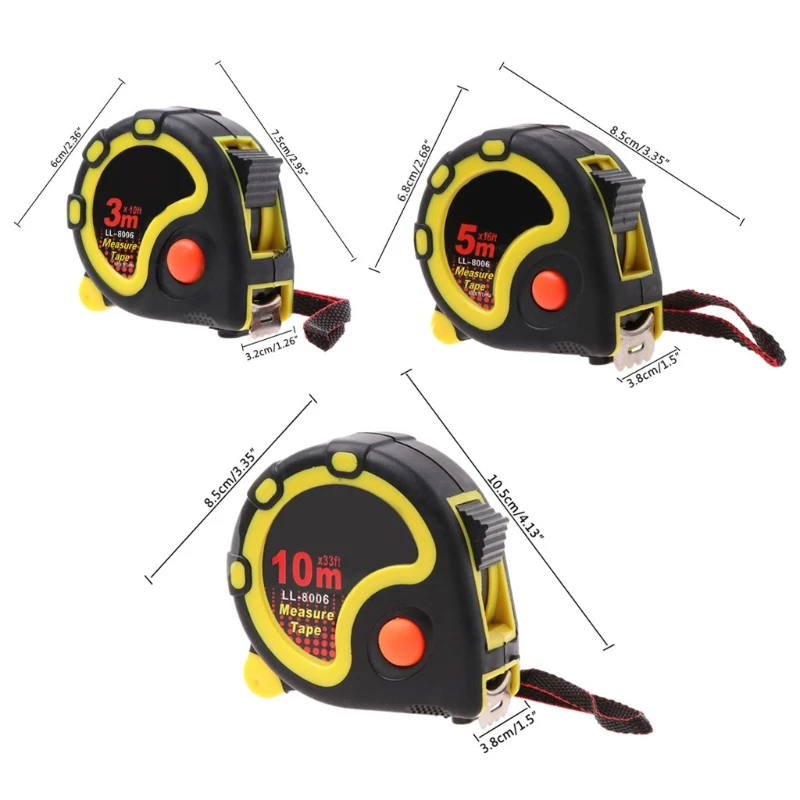 

3m 5m 10m Steel Tape Measure Locking Measurement Hook Design Woodworking Tool