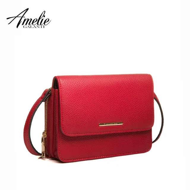 AMELIE GALANTI Women Messenger Bags Female High Quality PU Leather Small Flap Ladies Purse Versatile Solid bag with zipper