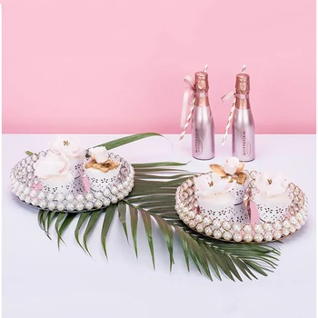 

Pearl gold silver disc square plate party desktop decoration