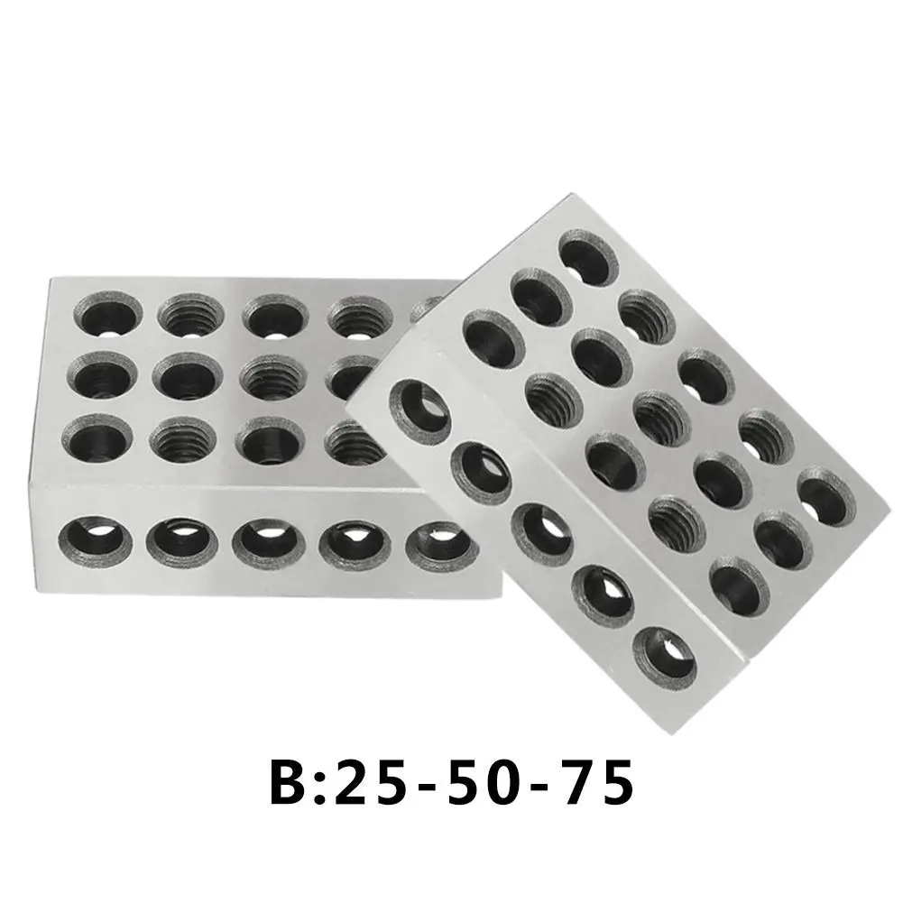 

2pcs/set Hardened Steel Blocks 0.002 Precision Matched Machinist 123 Milling Tool 23 Holes 1-2-3-25x50x75block Gauge