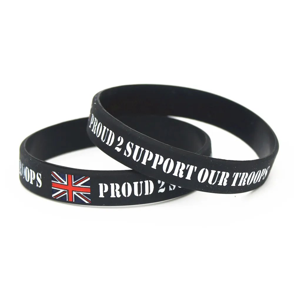 50PCS Proud 2 Support Our Troops Silicone Wristbands THE Britain A.B.F Soldiers Charity UK Silicone Bracelets &Bangles SH188