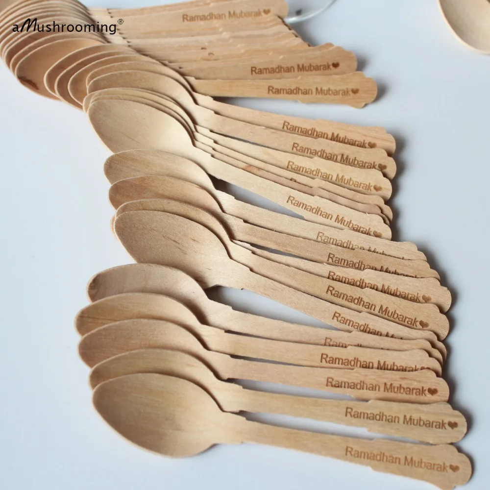 

150 Vintage Wooden Spoons Personalized Engraving Birthday Party Supply Dessert Cake Mini Spoons