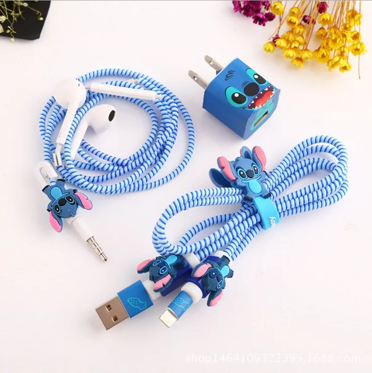 Хороший подарок милый мультфильм USB кабель наушников протектор набор с кабель Стикеры для намотки шнур спираль протектор для iPhone 5 6 6S 7 plus