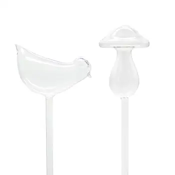 

Plant Watering Bulbs Bird/Mushroom Design Hand-blown Glass Self Watering (Transparent)