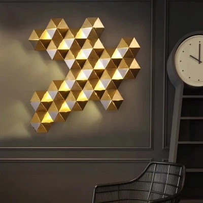 

Luxury Honeycomb Nest Design Gold Lustre Led Wall Lamp Mirror Steel Luminaria Wall Scones Hotel Mall Led Lighting Lamparas