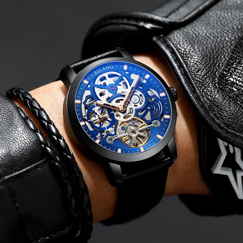 

AILANG Top Luxury Automatic Mechanical Watch Men Skeleton Mode Homme Tangan Pria diver Watch Seagull Corgeut Clock Waterproof