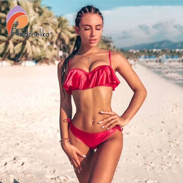 US $13.74 Anadzhelia Sexy Lotus leaf Bikinis Women Swimsuit Brazilian Bikini Set Beach Bathing Suit Push Up T