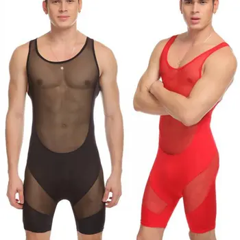 

Men's Underwear Sexy Transparent Elastic Pants Siamese Conjoined Clothes 320