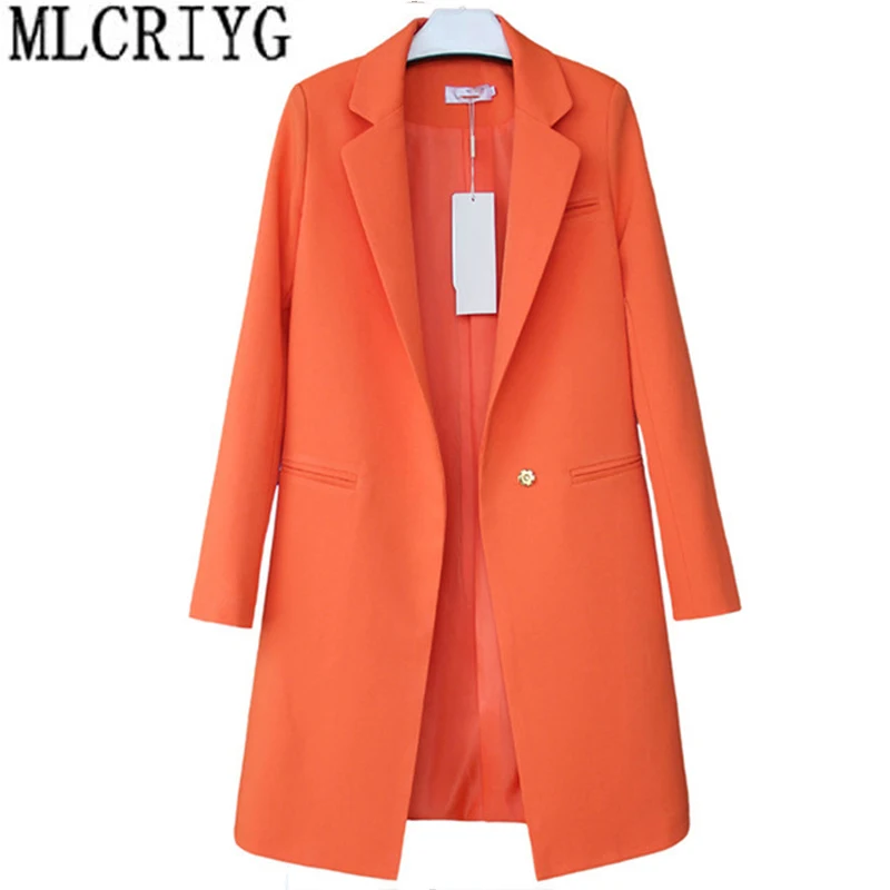 

Plus Size New 2019 Spring Autumn Business Suit Women Blazers Jackets Casual Long Sleeve One Button Lady Blazers Work Wear LX31