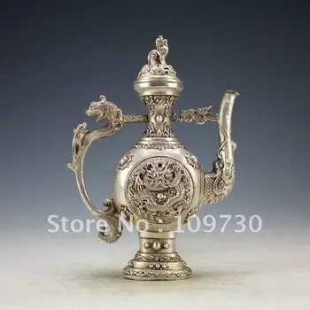 

Chinese Vintage Handwork Silver Copper Dragon Tea Pot ()C1017